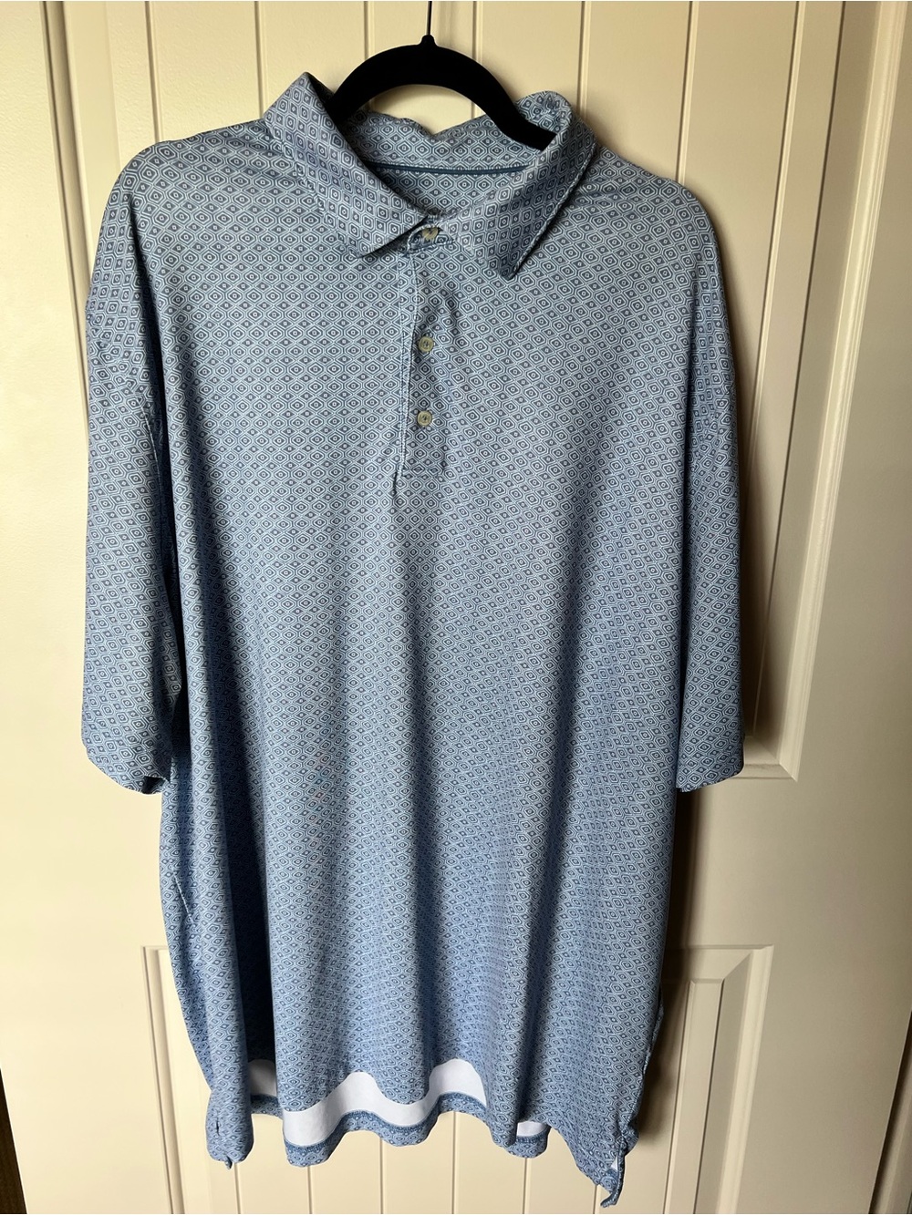 Men's Sky Blue Geometric Polo Shirt Johny O